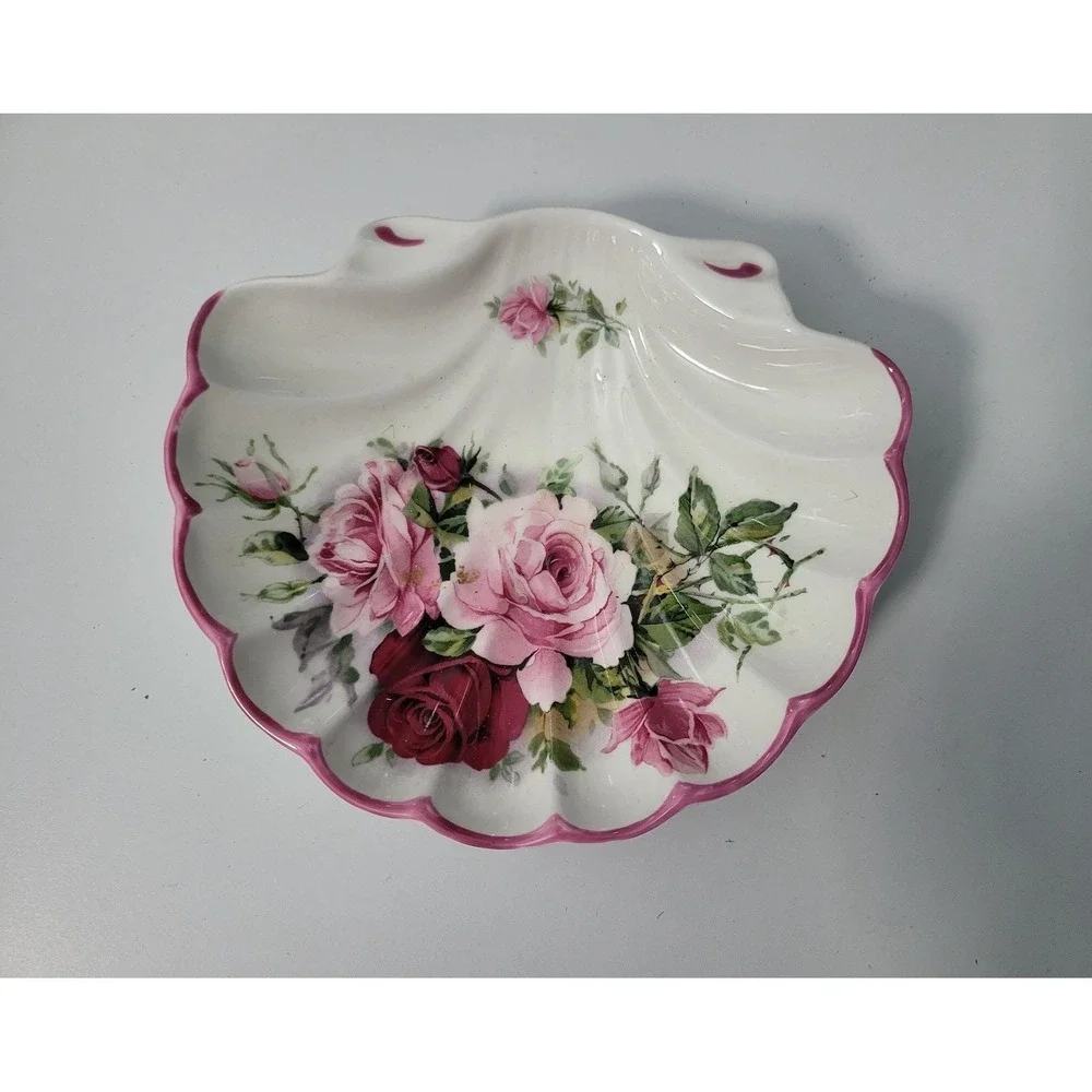 Vintage St. George‎ Shell, Floral Candy Dish